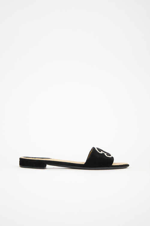 Chanel Suede & Terry CC Slide