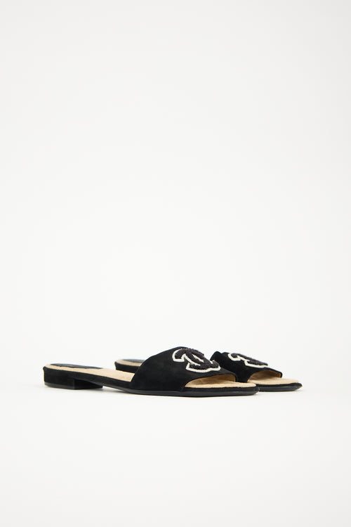 Chanel Suede & Terry CC Slide
