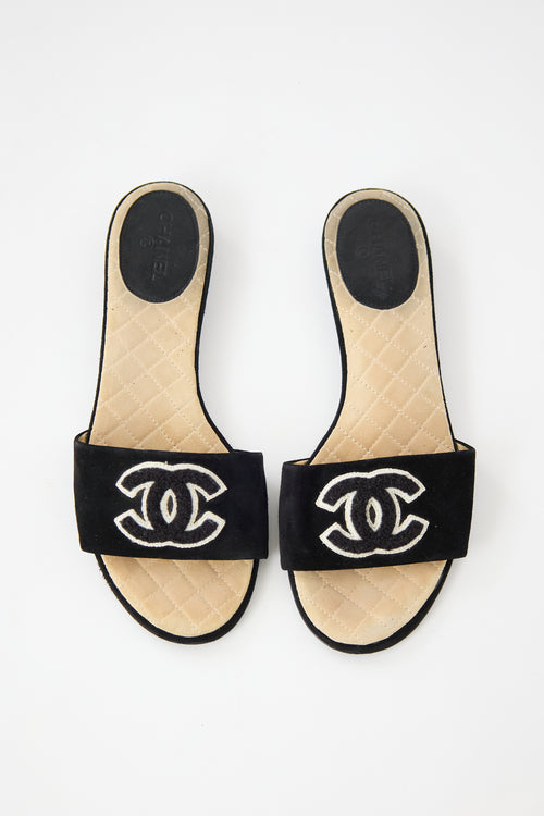 Chanel Suede & Terry CC Slide