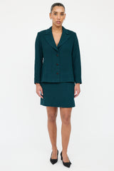 Chanel FW 1998 Green Wool Skirt Suit