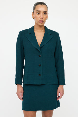 Chanel FW 1998 Green Wool Skirt Suit