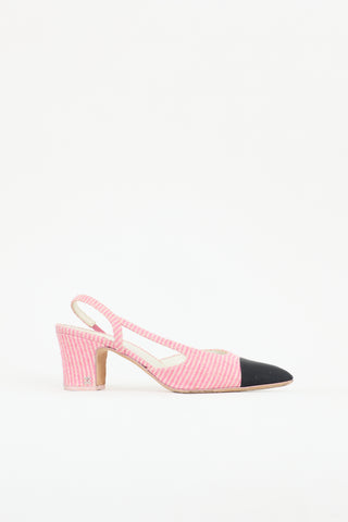 Chanel Terry Striped Slingback Pump