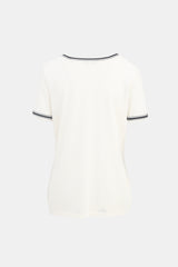 Chanel White & Black Striped Logo Top