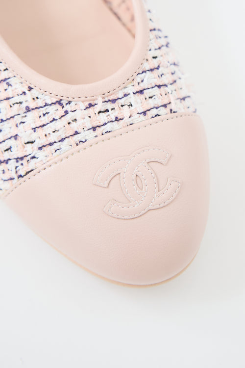 Chanel Tweed & Leather CC Ballet Flat