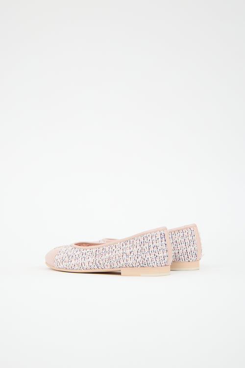 Chanel Tweed & Leather CC Ballet Flat