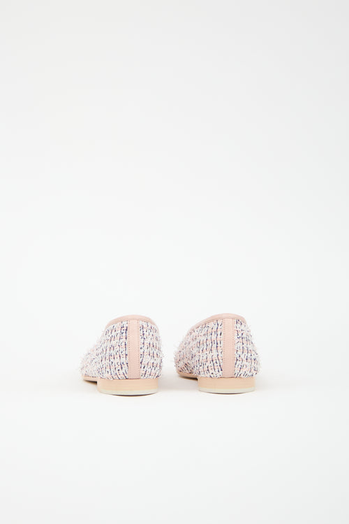 Chanel Tweed & Leather CC Ballet Flat
