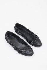 Chanel Tweed & Leather CC Ballet Flat