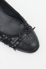 Chanel Tweed & Leather CC Ballet Flat
