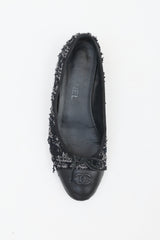 Chanel Tweed & Leather CC Ballet Flat