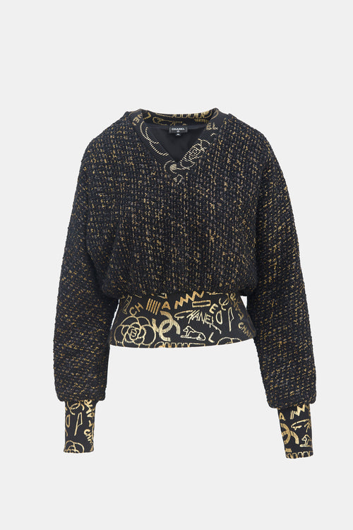 Chanel Pre-Fall 2019 Tweed Graffiti Sweater