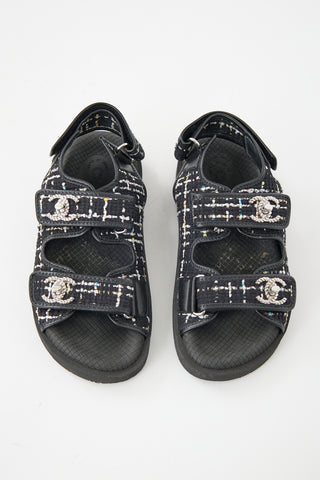 Chanel Tweed CC Dad Sandal