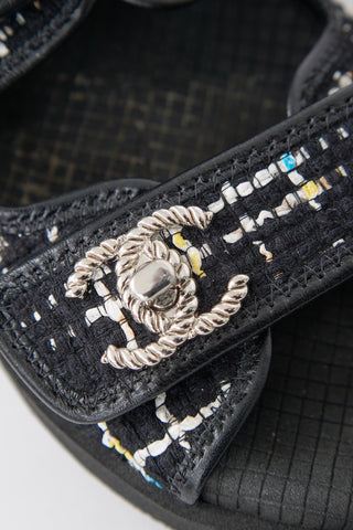 Chanel Tweed CC Dad Sandal