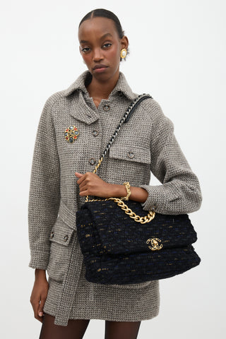 Chanel Tweed Maxi 19 Flap Bag