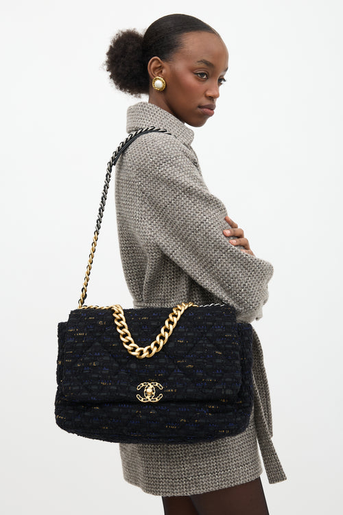 Chanel Tweed Maxi 19 Flap Bag
