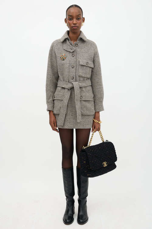 Chanel Tweed Maxi 19 Flap Bag