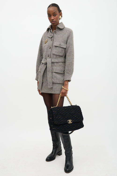 Chanel Tweed Maxi 19 Flap Bag