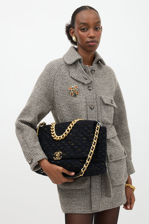 Chanel Tweed Maxi 19 Flap Bag