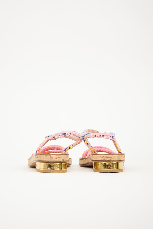 Chanel Tweed & Cork CC Sandal