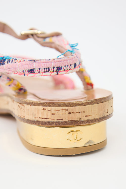 Chanel Tweed & Cork CC Sandal
