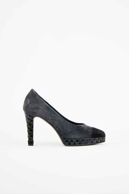 Chanel Two Tone Suede CC Pump