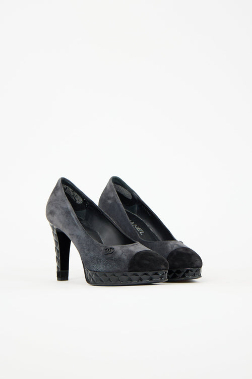 Chanel Two Tone Suede CC Pump