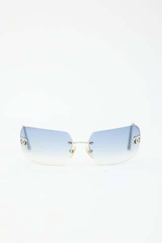 Chanel Vintage 4017D Rimless CC Sunglasses