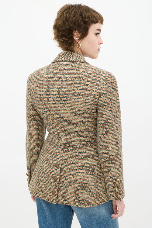 Chanel Vintage Brown & Multicolour Wool Tweed Flap Jacket