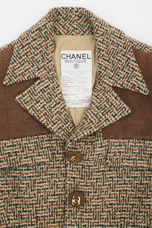 Chanel Vintage Brown & Multicolour Wool Tweed Flap Jacket