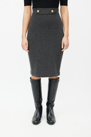 Chanel Vintage Grey Knit Cashmere Skirt