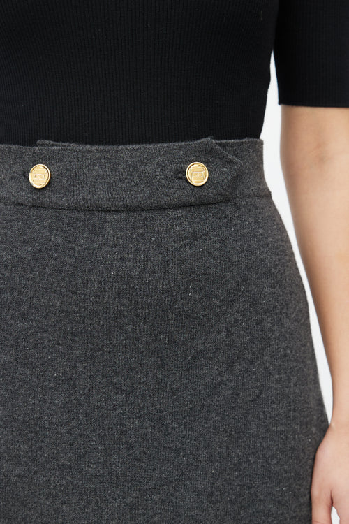 Chanel Vintage Grey Knit Cashmere Skirt