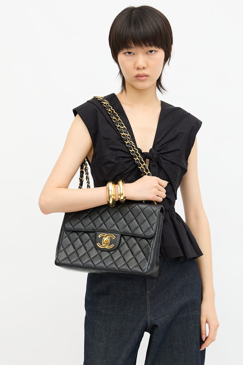 Chanel Vintage Leather Jumbo XL Classic Flap Bag