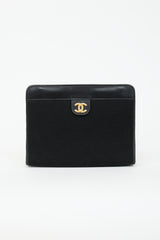Chanel Vintage Leather & Jersey CC Pouch