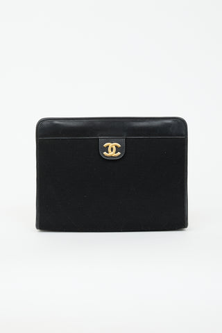 Chanel Vintage Leather & Jersey CC Pouch