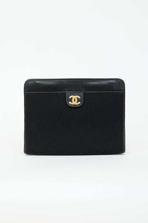 Chanel Vintage Leather & Jersey CC Pouch