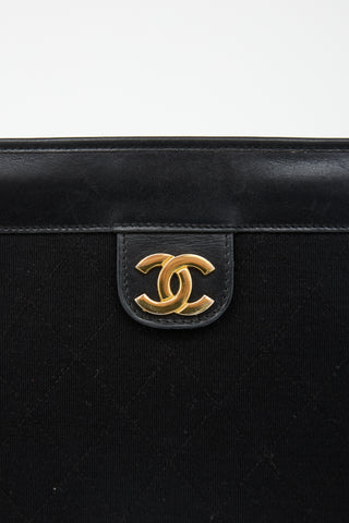 Chanel Vintage Leather & Jersey CC Pouch
