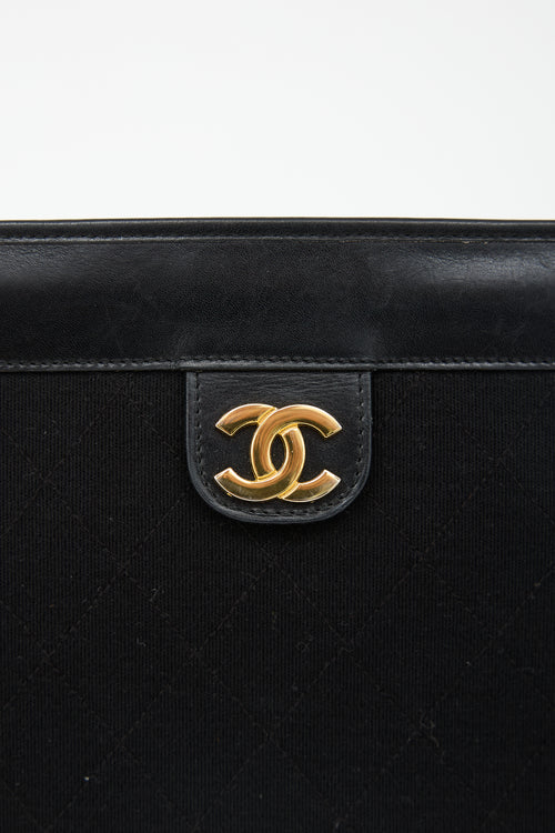 Chanel Vintage Leather & Jersey CC Pouch