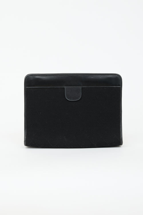 Chanel Vintage Leather & Jersey CC Pouch