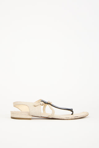 Chanel Cream Leather Stingray Sandal
