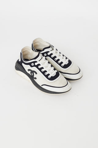 Chanel White & Black Mesh Lycra Thermoplastic Sneaker