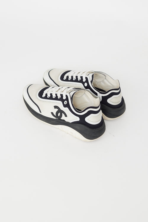 Chanel White & Black Mesh Lycra Thermoplastic Sneaker