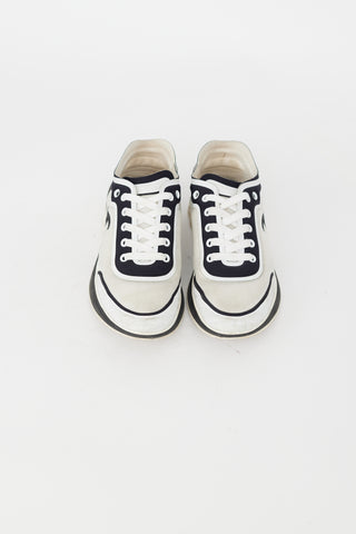 Chanel White & Black Mesh Lycra Thermoplastic Sneaker