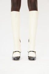 Chanel Cream & Black Patent Mary Jane Boot