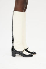 Chanel Cream & Black Patent Mary Jane Boot