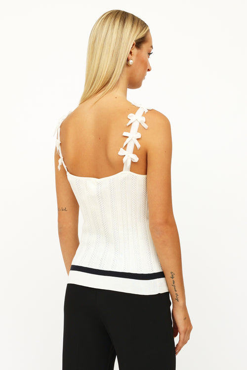 Chanel Spring 2006 White & Navy Bow Strap Tank Top