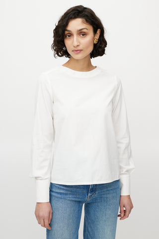 Chanel White Buttoned Back Blouse