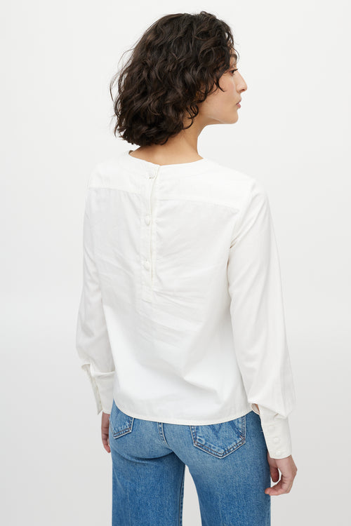 Chanel White Buttoned Back Blouse