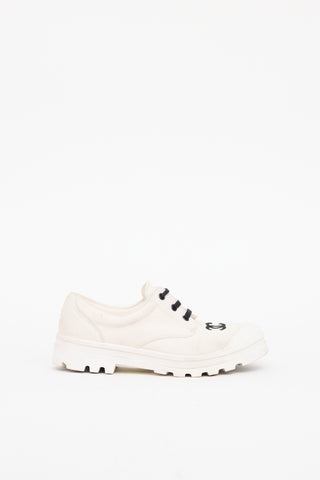 Chanel White CC Canvas Sneaker
