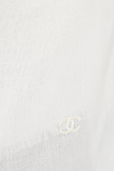 Chanel White Cashmere CC Embroider Scarf