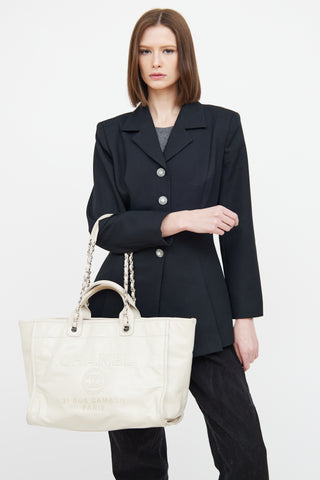 Chanel White Glazed Deauville Shopper Bag