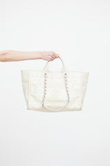 Chanel White Glazed Deauville Shopper Bag